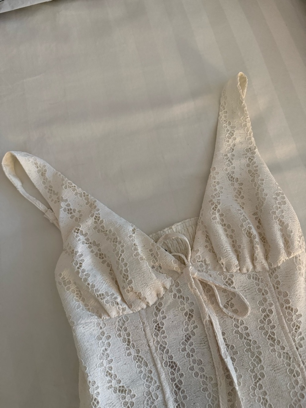 Target Women’s Midi Lace Basque Empire Waist Dress - Wild Fable - Cream - Picture 3 of 5